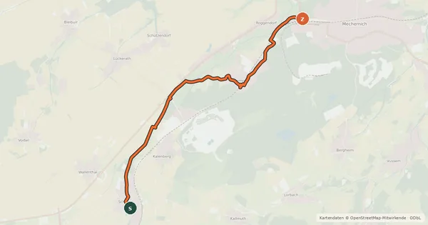 Kartenübersicht der Radroute Scheven (25) - Mechernich (88)