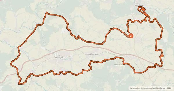 Kartenübersicht der Radroute Schiefe Ebene