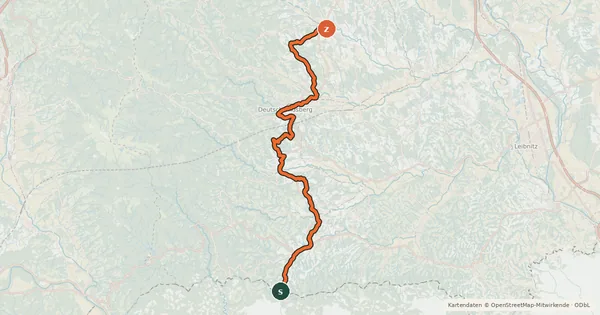 Kartenübersicht der Radroute Schilcherradweg