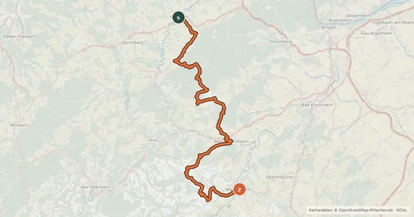 Kartenübersicht der Radroute Schinderhannes-Glan-Tour