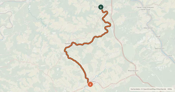 Kartenübersicht der Radroute Schinderhannes-Radweg