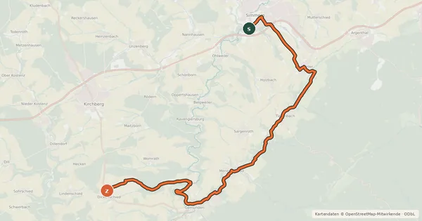 Kartenübersicht der Radroute Schinderhannes Soonwald Radweg