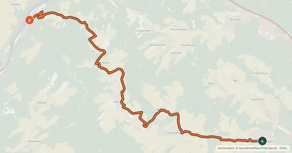 Kartenübersicht der Radroute Schinderhannes Untermosel Radweg