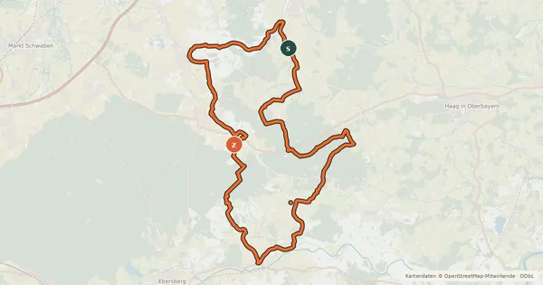 Kartenübersicht der Radroute Schlacht von Hohenlinden Fernradwanderweg
