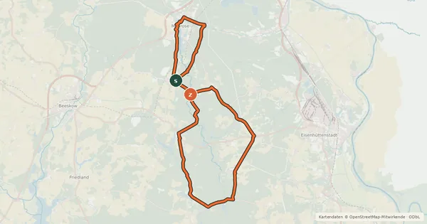 Kartenübersicht der Radroute Schlaubetal-Radtour