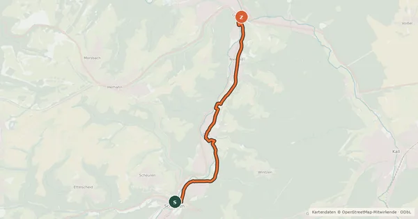 Kartenübersicht der Radroute Schleiden (02) - Gemünd (30)