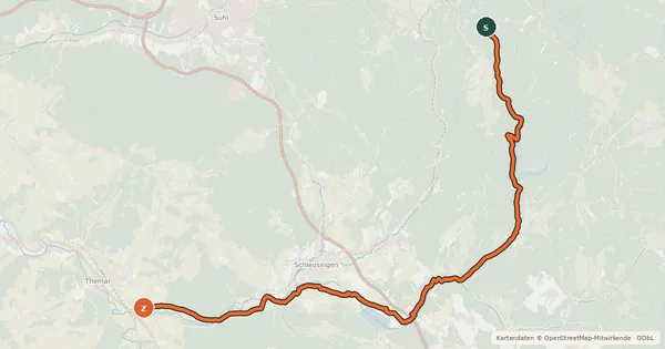 Kartenübersicht der Radroute Schleusetal-Radweg