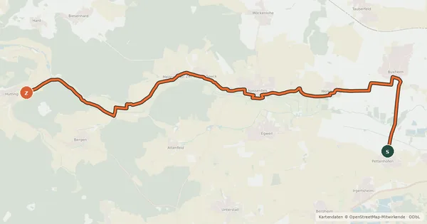 Kartenübersicht der Radroute Schlösser- und-Burgen-Tour