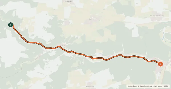 Kartenübersicht der Radroute Schmiechtal-Radwanderweg