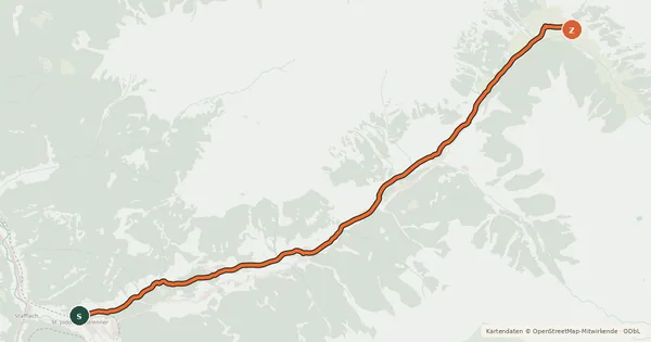 Kartenübersicht der Radroute Schmirntalradweg