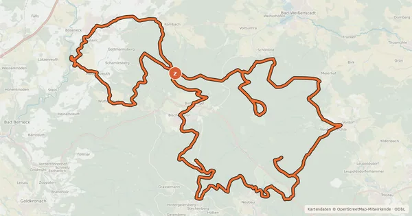 Kartenübersicht der Radroute Schneeberg