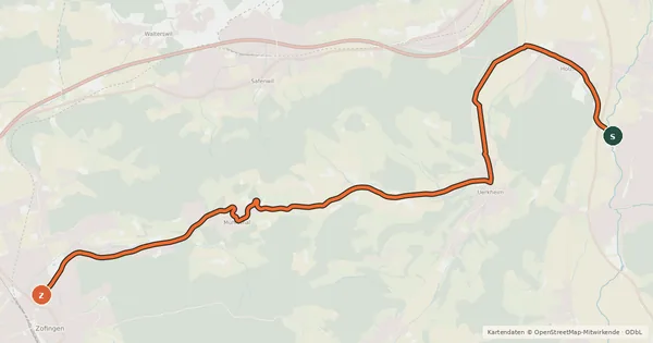 Kartenübersicht der Radroute Schöftland-Zofingen