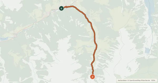 Kartenübersicht der Radroute Schönachtal