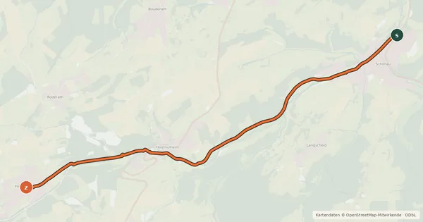 Kartenübersicht der Radroute Schönau (16) - Frohngau (95)