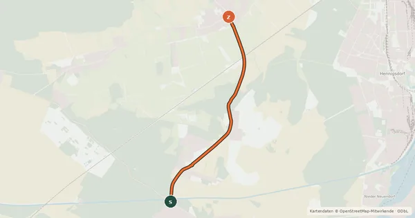 Kartenübersicht der Radroute Schönwalde (2) - Bötzow (28)