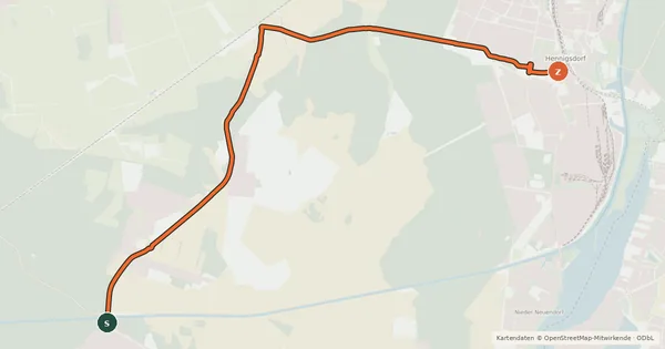 Kartenübersicht der Radroute Schönwalde (2) - Hennigsdorf (11)