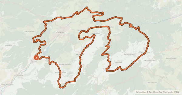 Kartenübersicht der Radroute Schottener Runde 1