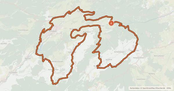 Kartenübersicht der Radroute Schottener Runde über Stausee