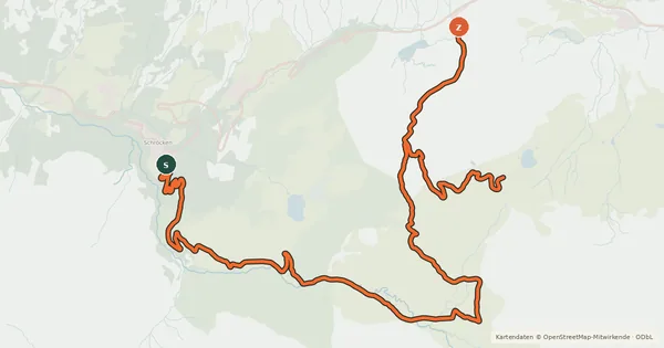 Kartenübersicht der Radroute Schröcken-Auenfeld-Saloberkopf-Hochkrumbach