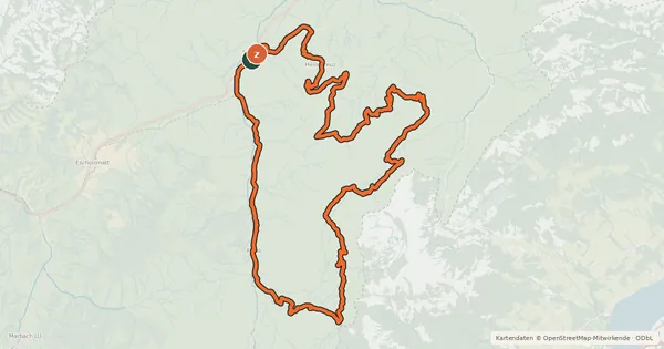 Kartenübersicht der Radroute Schüpfheim-Wasserfallenegg-Loop