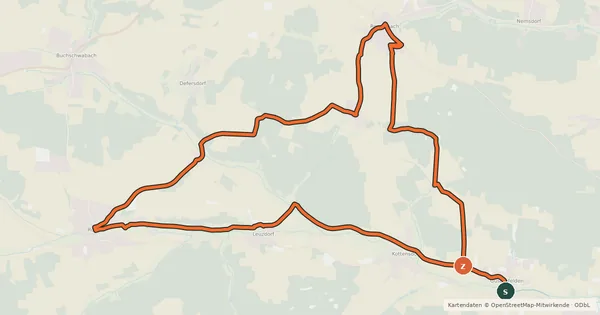 Kartenübersicht der Radroute Schwabachtal