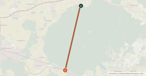 Kartenübersicht der Radroute Schwaberwegen - Kirchseeon