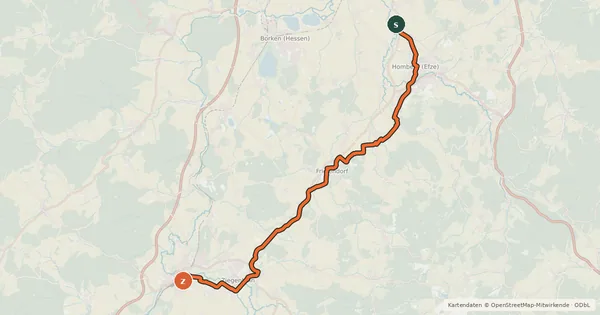 Kartenübersicht der Radroute Schwalm-Efze-Weg R14