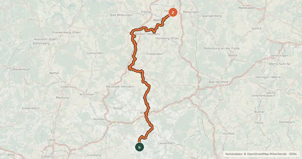 Kartenübersicht der Radroute Schwalm-Radweg