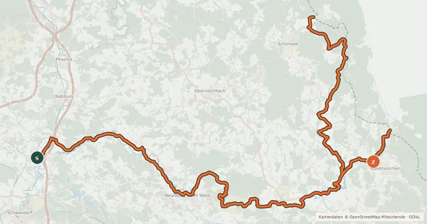 Kartenübersicht der Radroute Schwarzachtal-Radweg