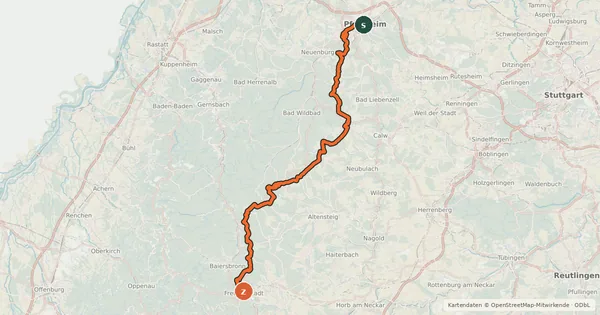 Kartenübersicht der Radroute Schwarzwälder Höhenradweg Mitte