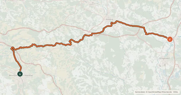Kartenübersicht der Radroute Schweppermann-Radweg