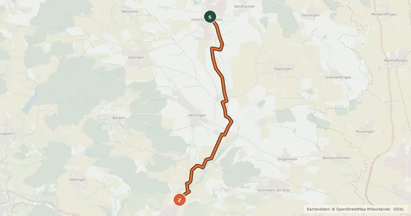 Kartenübersicht der Radroute Sechtaweg