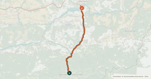 Kartenübersicht der Radroute Seebergweg