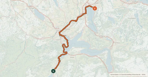 Kartenübersicht der Radroute Seen-Route