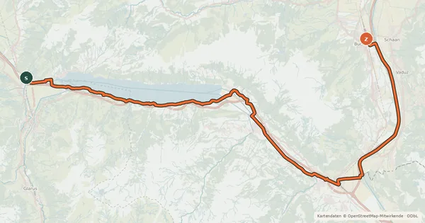 Kartenübersicht der Radroute Seen-Route