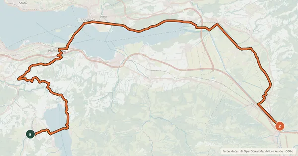 Kartenübersicht der Radroute Seen-Route
