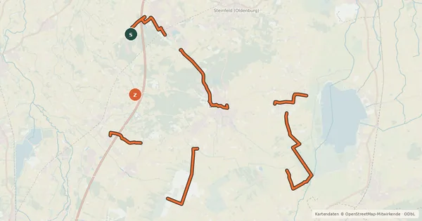 Kartenübersicht der Radroute Seen-Tour