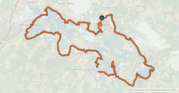 Kartenübersicht der Radroute Seenlandroute Hauptroute