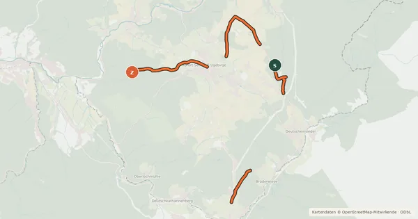 Kartenübersicht der Radroute Seiffen Tour