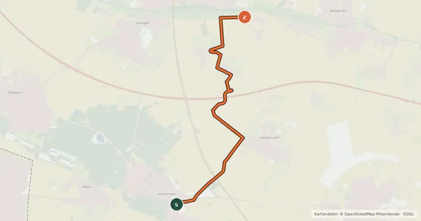 Kartenübersicht der Radroute Selfkant (44) - Selfkant (53)
