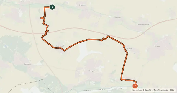 Kartenübersicht der Radroute Selfkant (53) - Gangelt (57)