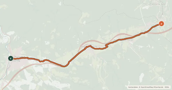 Kartenübersicht der Radroute Semmeringradweg