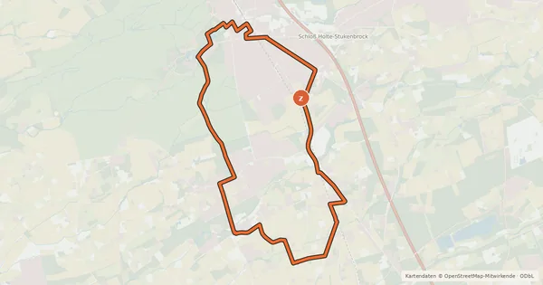 Kartenübersicht der Radroute Sende, Schloß Holte und Liemke