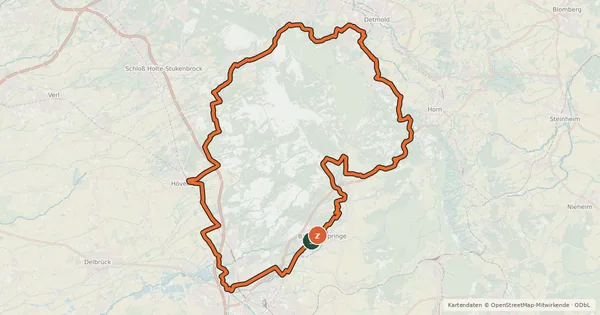 Kartenübersicht der Radroute Senne-Radweg