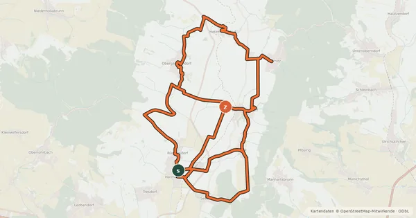 Kartenübersicht der Radroute Siebenorteweg