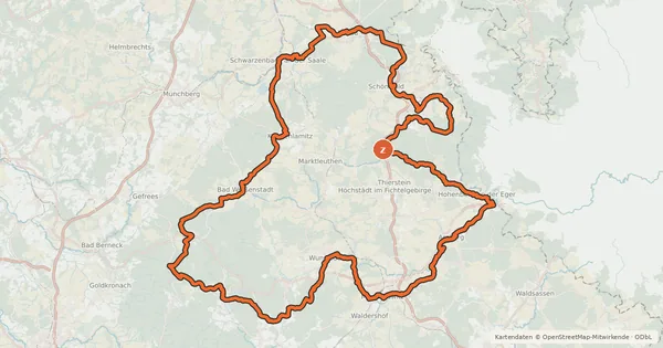 Kartenübersicht der Radroute Siebenstern-Radweg