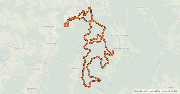 Kartenübersicht der Radroute Siedelsbrunn 1
