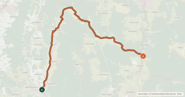 Kartenübersicht der Radroute Siegfriedradweg