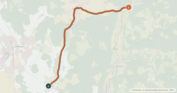 Kartenübersicht der Radroute Silbereggerweg