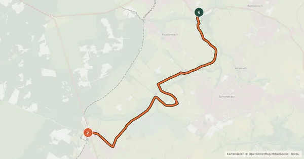 Kartenübersicht der Radroute Simmerath (17) - Monschau (24)